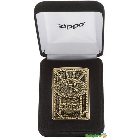 Zippo Gear Design Pocket Lighter Brushed Brass 29103
