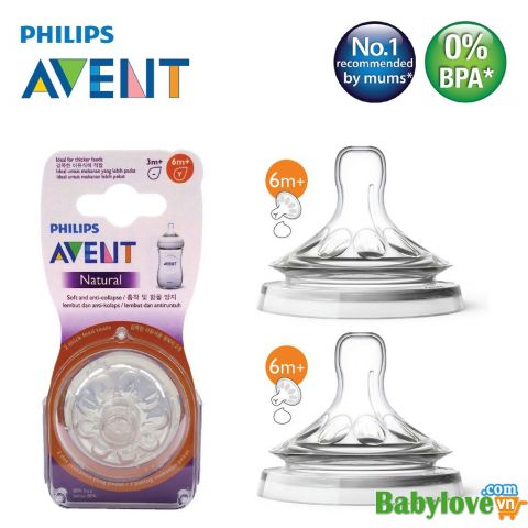 Núm ty Philips Avent tự nhiên lỗ chữ Y 656/23 (Trên 6 tháng)