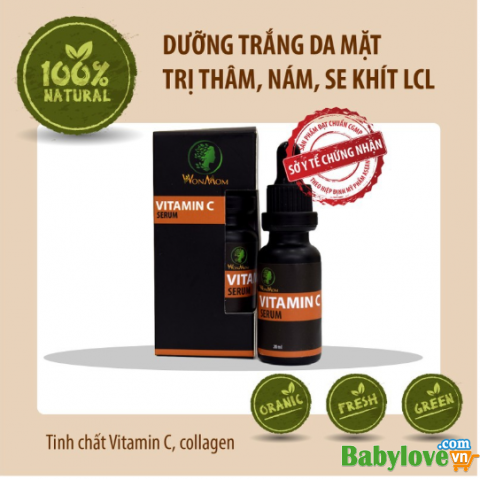 Bộ Dưỡng Da Mặt Organic, Làm Sạch Da, Ngăn Ngừa Mụn, Trắng Sáng Da Mặt Wonmom ( 1 Sữa Rửa Mặt + 1 Serum Vitamin C )