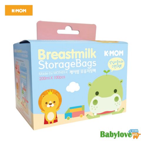 Hộp 100 Cái Túi Trữ Sữa K-Mom Hàn Quốc (200ml) - KM13610