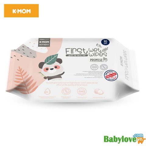 Khăn Ướt Cao Cấp K-Mom First Wet Wipe (70 tờ/Gói) Hàn Quốc ( Màu Ngẫu Nhiên) - 1 Gói