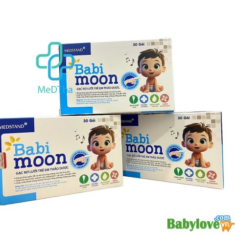 Babi moon - Gạc rơ lưỡi trẻ em từ Thảo dược, Vệ sinh miệng cho trẻ nhỏ, trẻ sơ sinh an toàn tiện lợi (Hộp 30 gói)