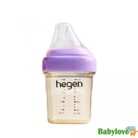 Bình sữa Hegen PPSU 150ml núm từ size S từ 1 – 3 tháng, Purple