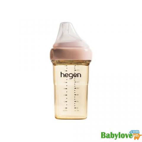 Bình sữa Hegen PPSU 240ml núm từ size M từ 3 – 6 tháng, Pink