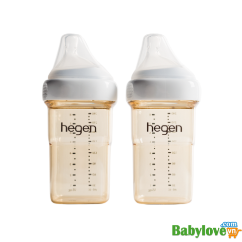 Bộ 2 Bình sữa Hegen PPSU 240ml núm từ size M từ 3 – 6 tháng
