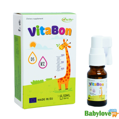 Vitamin VITABON D3 K2 + DHA dạng Xịt, Giúp tăng chiều cao, Bổ Sung Canxi, Giúp xương chắc khoẻ - Nhập khẩu Ba Lan