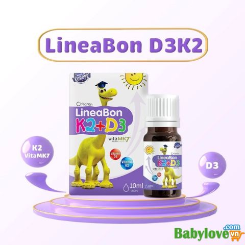 Siro nhỏ giọt LineaBon D3 K2 - tăng chiều cao, chống còi xương cho bé (Chai 10ml)