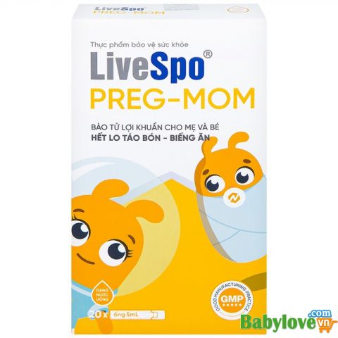 LiveSpo PREG-MOM - Bào Tử Lợi Khuẩn Cho Mẹ Và Bé - Hết Lo Táo Bón Biếng Ăn