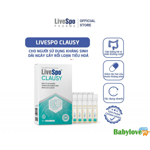 LiveSpo CLAUSY - Bào Tử Lợi Khuẩn Kháng Đa Kháng Sinh Bacillus Clausii