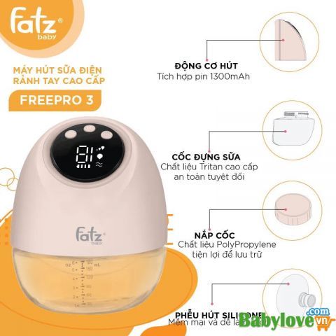 Máy hút sữa điện rảnh tay không dây cao cấp Freepro 3 FATZBABY FB1266CM