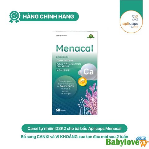 Viên uống bổ sung Canxi, vitamin K2 và D3 Aplicaps Menacal hộp 60 viên