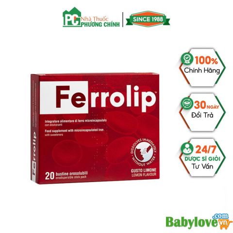 Sắt Ferrolip Cho Bà Bầu - Hỗ Trợ Giảm Nguy Cơ Thiếu Máu, Thiếu Sắt (Hộp 20 Gói)