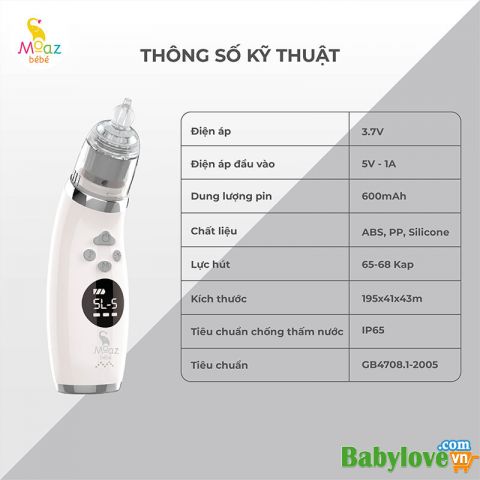 Máy hút mũi điện tử Moaz Bébé MB-095 MB095 có nhạc cho bé và người lớn