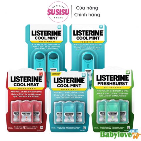 Miếng Ngậm Thơm Miệng Listerine 24 miếng - Kẹo lá ngậm thơm miệng Cool Mint / Fresh- Xịt miệng listerin