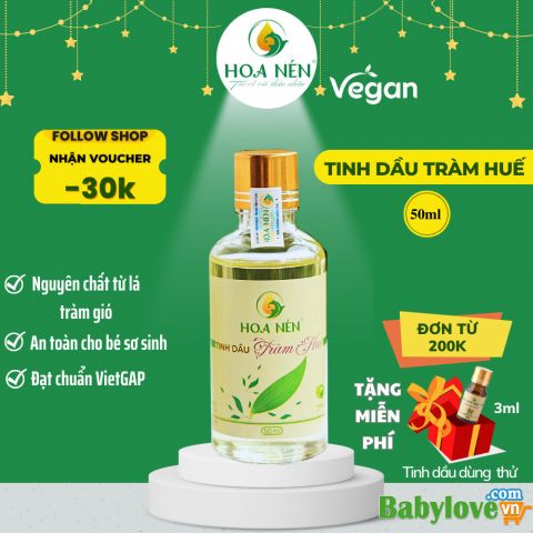 Tinh dầu Tràm Huế nguyên chất 50ml -10ml - Hoa Nén - Chuẩn VietGAP - Chăm sóc sức khỏe mẹ và bé