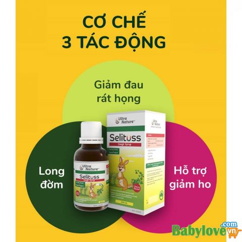 Tinh chất và Siro ho Selituss loại 20ml/100ml - Hỗ trợ giảm ho, long đờm, giảm đau rát họng cho trẻ do viêm họng