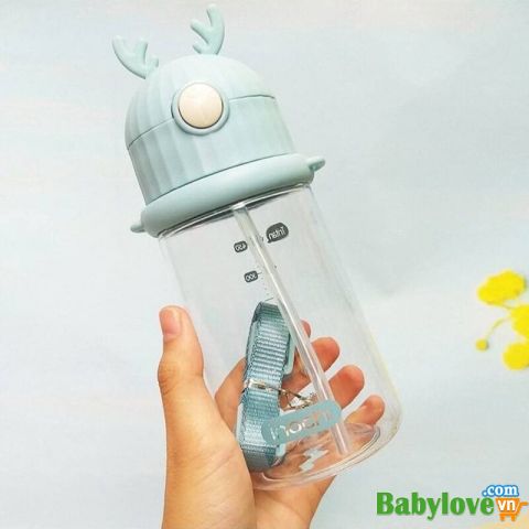 Bình nước Inochi Goki Rudy Bestical cho bé dung tích 450ml- có quai đeo, ống hút Sillicon, chất liệu an toàn