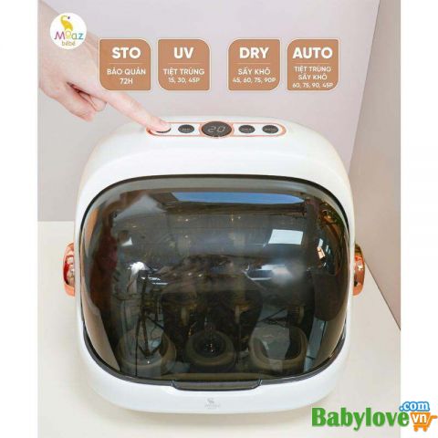 Máy úp bình sữa bản mới, tiệt trùng sấy khô tia UVC Moaz BéBé MB044 PLUS bảo hành chính hãng 1 năm