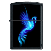 Zippo Phoenix-Burning Blue Black Matte Lighter 78072