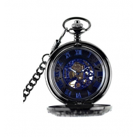 ﻿Đồng hồ quả quýt bỏ túi LYMFHCH Steampunk Blue Hands Scale Mechanical Skeleton CSB1012