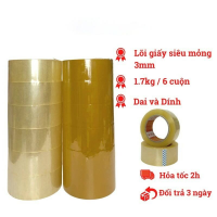 Băng dính trong đục 1.7kg/ cây (6 cuộn) lõi siêu mỏng, loại nhỏ dễ cầm tay.