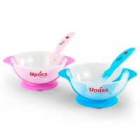 Bộ thìa mềm và bát ăn dặm UPASS có đế chân không chống đổ UP5104C